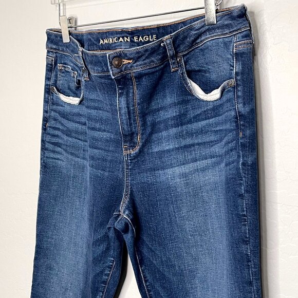 American Eagle Stretch Dark Kickboot Bootcut Jeans Size 18 Long #62 - Picture 4 of 9